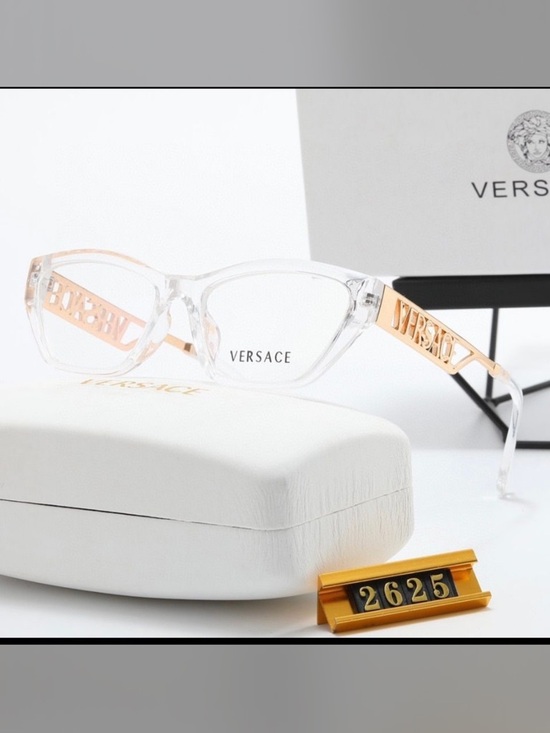Versace Accessories - Versace Clear Frame Glasses with Rose Gold Logo Temples - Women's